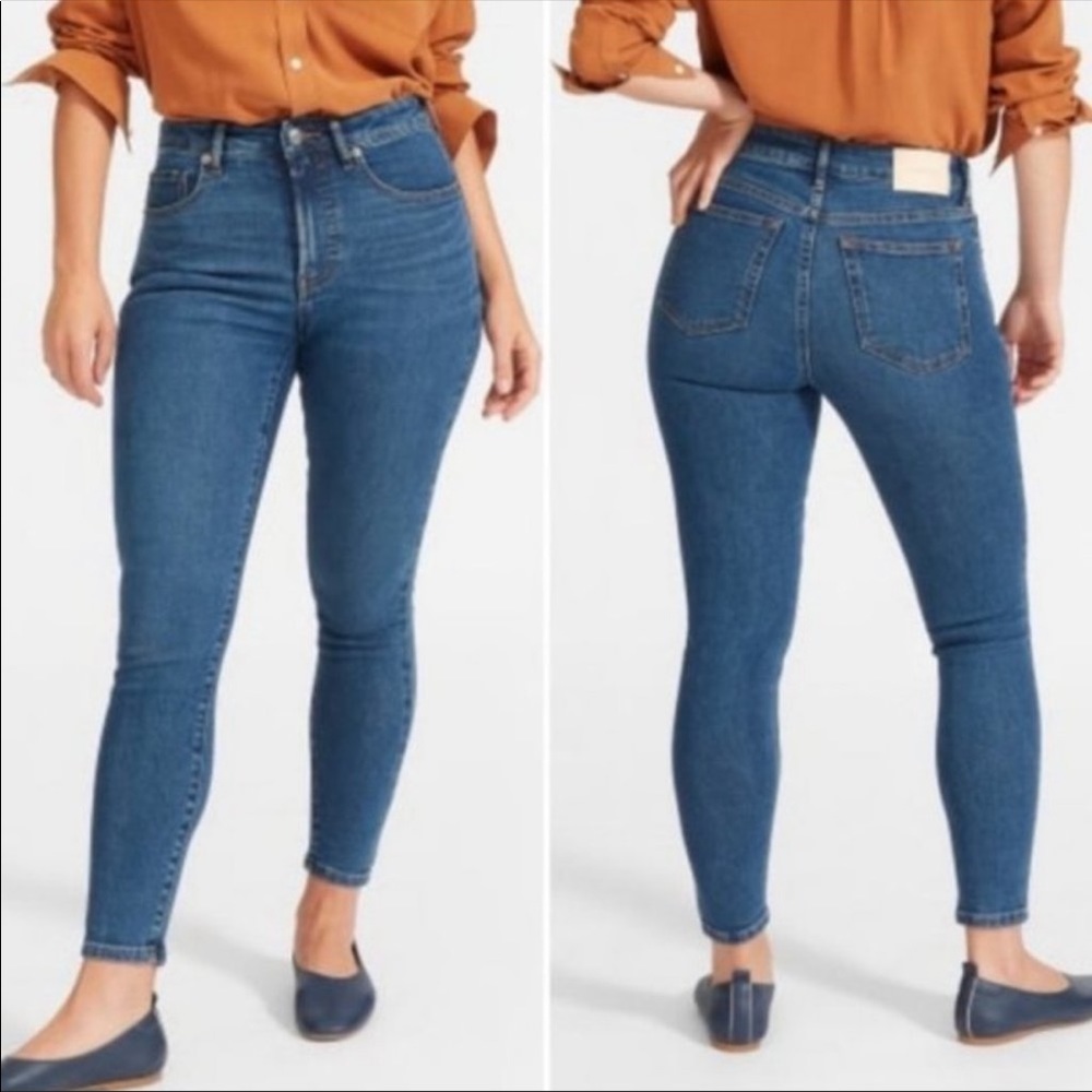 Everlane High Waisted Stretch Crop - Mid Blue EUC